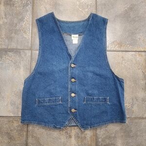 Vintage 90s Vivaldi Jeanswear Women's Large Blue Denim Button Up Vest